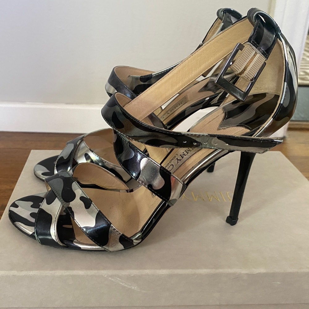 Jimmy Choo Lottie 39/size 9 CIP STEEL MIX (Black and Silver Camo) - Picture 5 of 7
